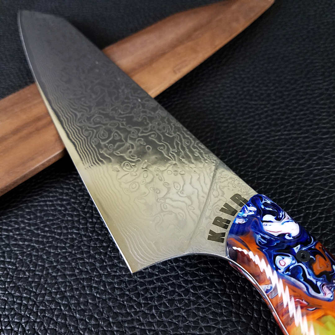 Fire Dance - 10in (254mm) Damascus Gyuto - Raindrop - Wavy Handle