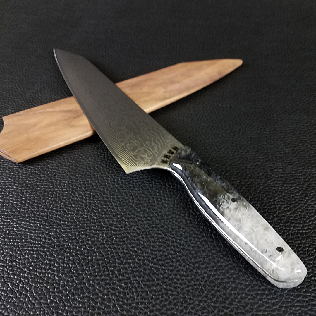 Dark Crystal - 10in (254mm) Damascus Gyuto - Raindrop - Smooth Handle