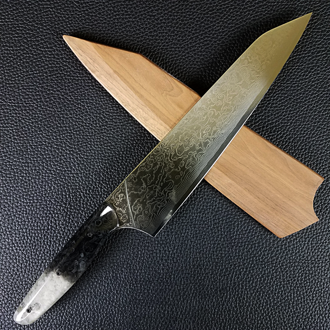 Dark Crystal - 10in (254mm) Damascus Gyuto - Raindrop - Smooth Handle