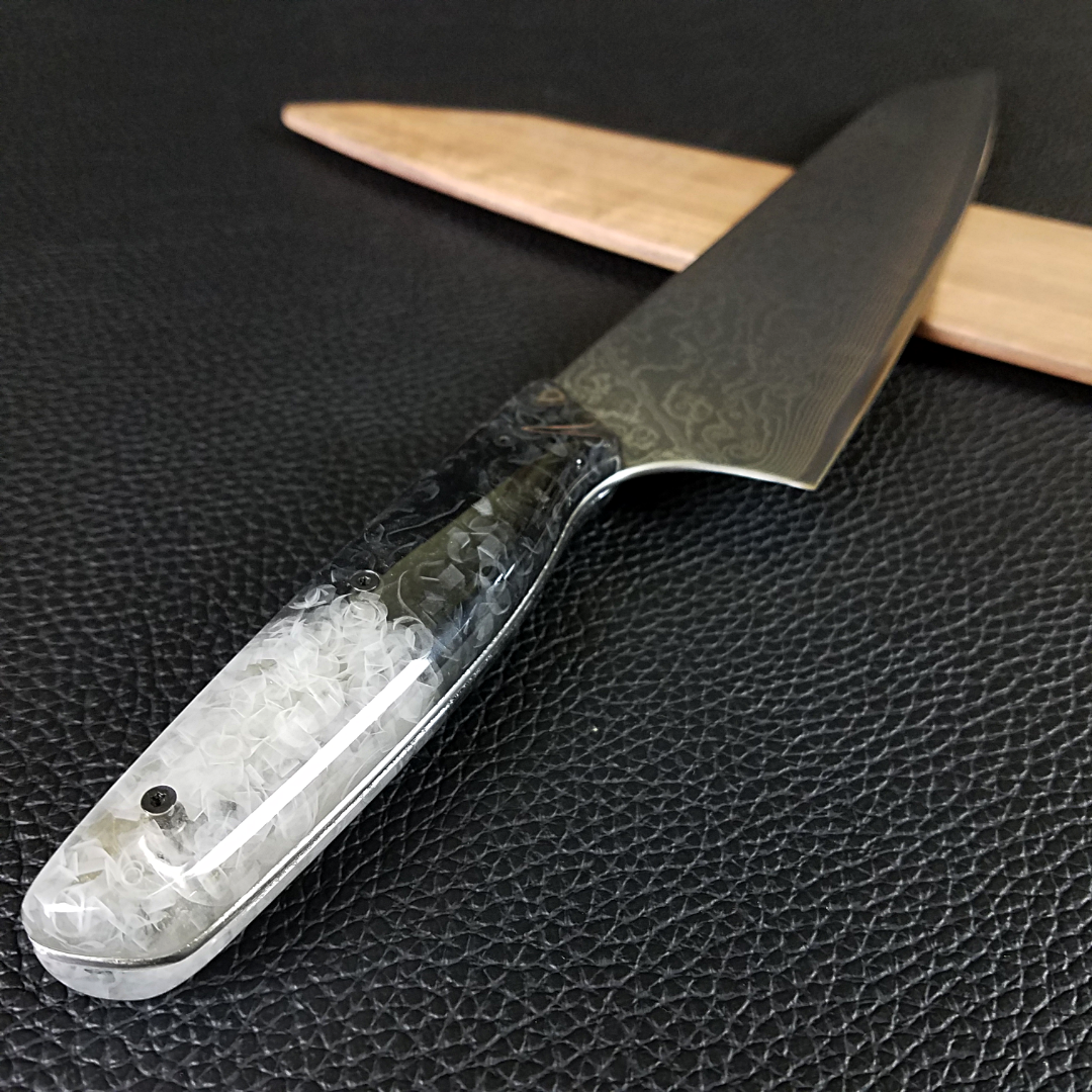 Dark Crystal - 10in (254mm) Damascus Gyuto - Raindrop - Smooth Handle