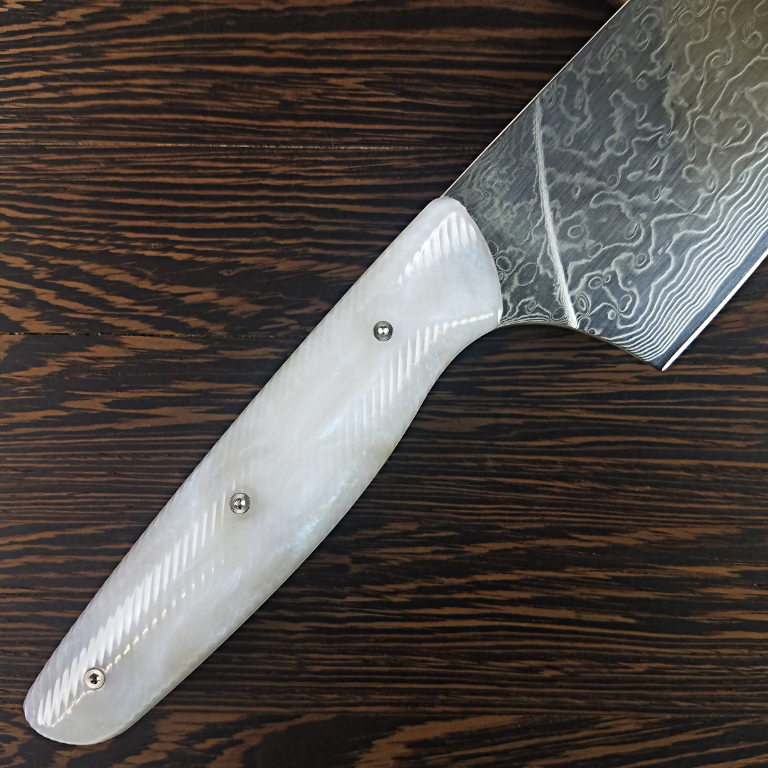 The Pearl - 10in (254mm) Damascus Gyuto - Raindrop - Wavy Handle