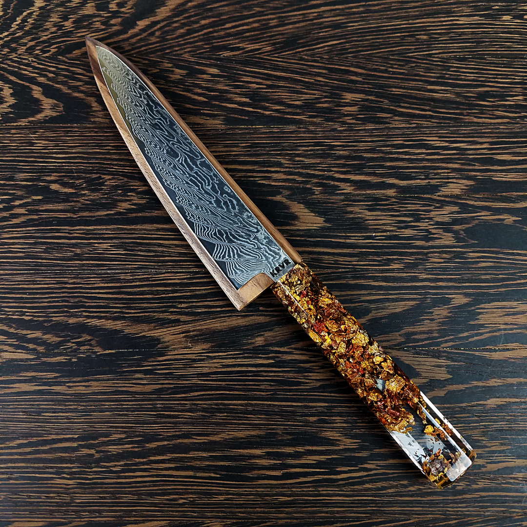 Fluttering Maple Sunrays - 6in (150mm) Damascus Petty Culinary Knife
