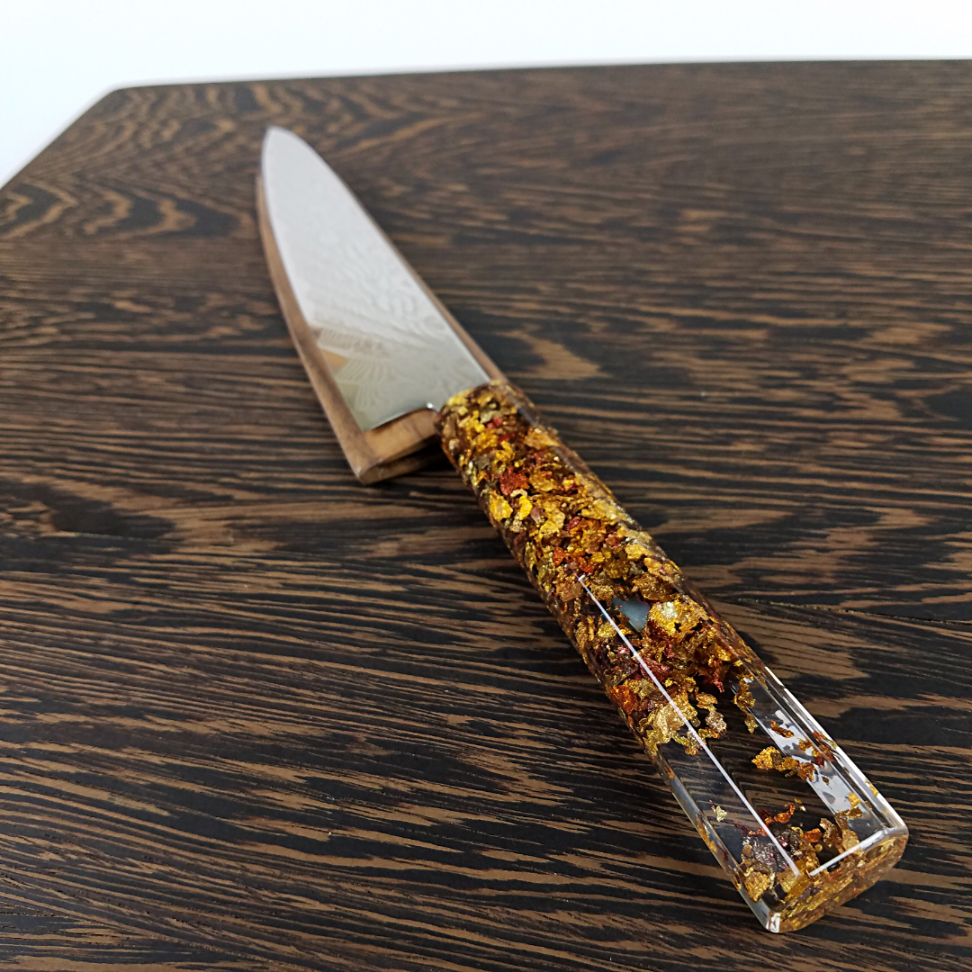 Fluttering Maple Sunrays - 6in (150mm) Damascus Petty Culinary Knife