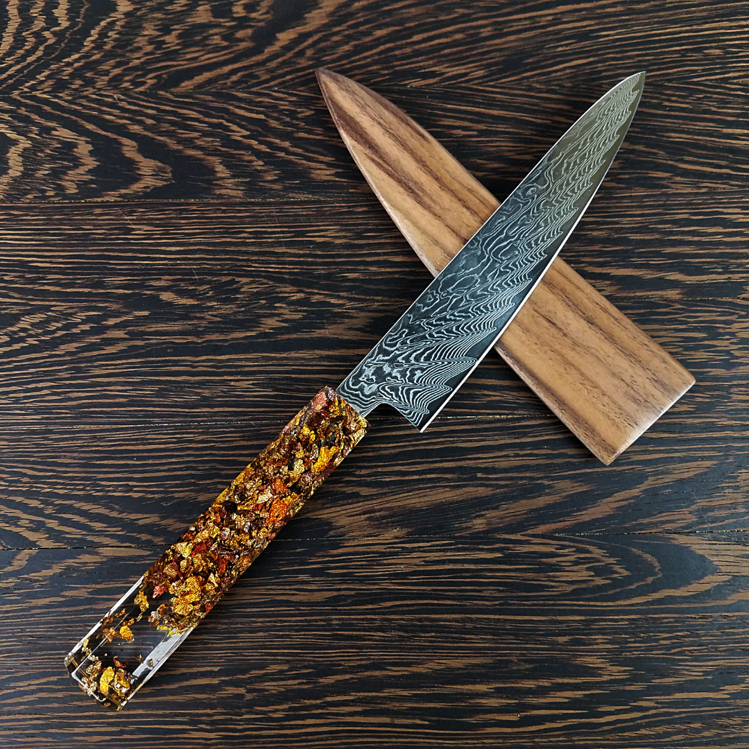 Fluttering Maple Sunrays - 6in (150mm) Damascus Petty Culinary Knife