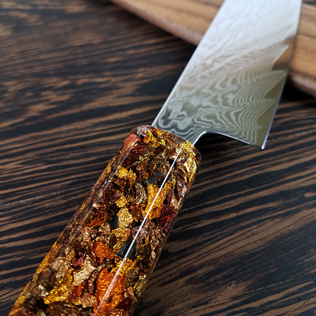 Fluttering Maple Sunrays - 6in (150mm) Damascus Petty Culinary Knife