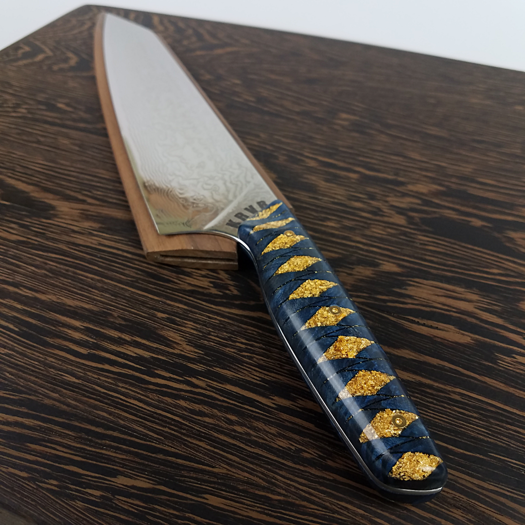 Ronin&#39;s Gold - 10in (254mm) Damascus Gyuto - Raindrop - Smooth Handle