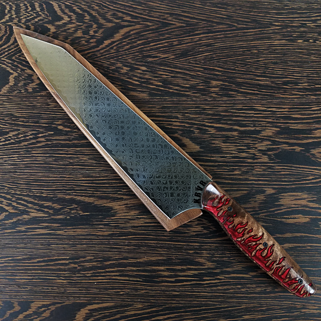Dragon&#39;s Den - 10in (254mm) Damascus Gyuto - Dragonscale - Smooth Handle