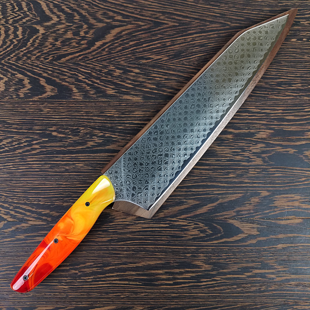 Dragon&#39;s Breath - 10in (254mm) Damascus Gyuto - Dragonscale - Smooth Handle