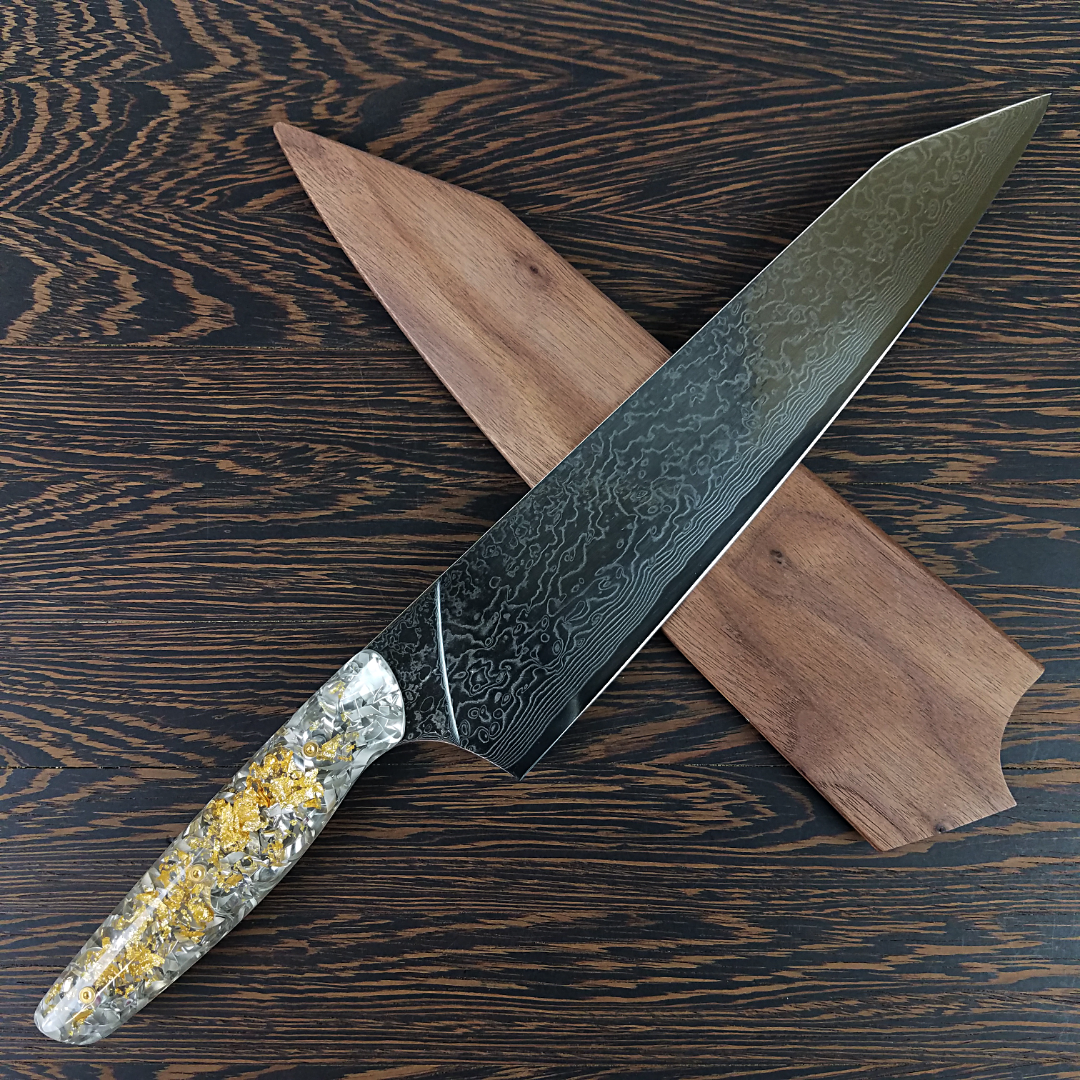 Alchemy - 10in (254mm) Damascus Gyuto - Raindrop - Smooth Handle