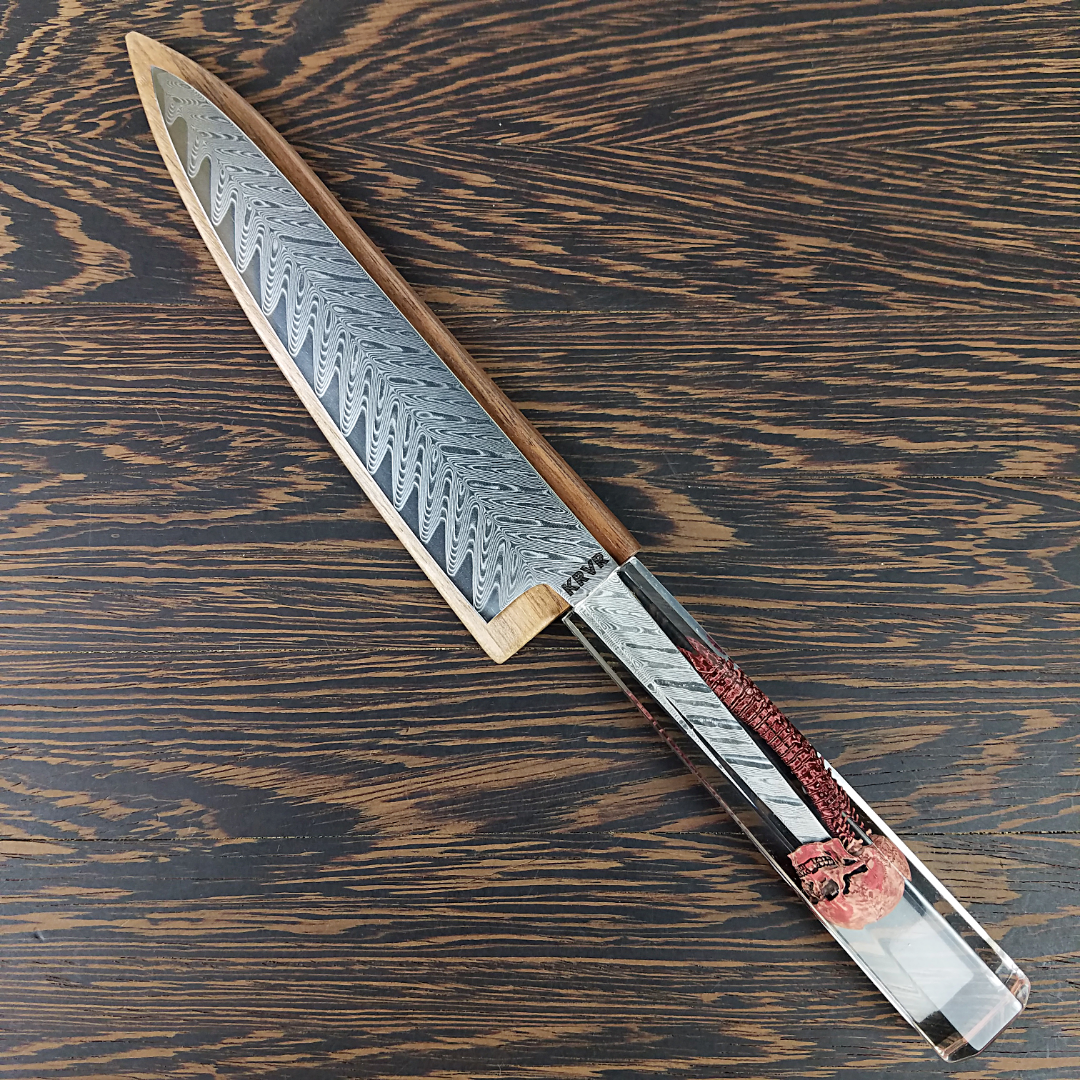 Spinal Catastrophe - 6in (150mm) Damascus Petty Culinary Knife