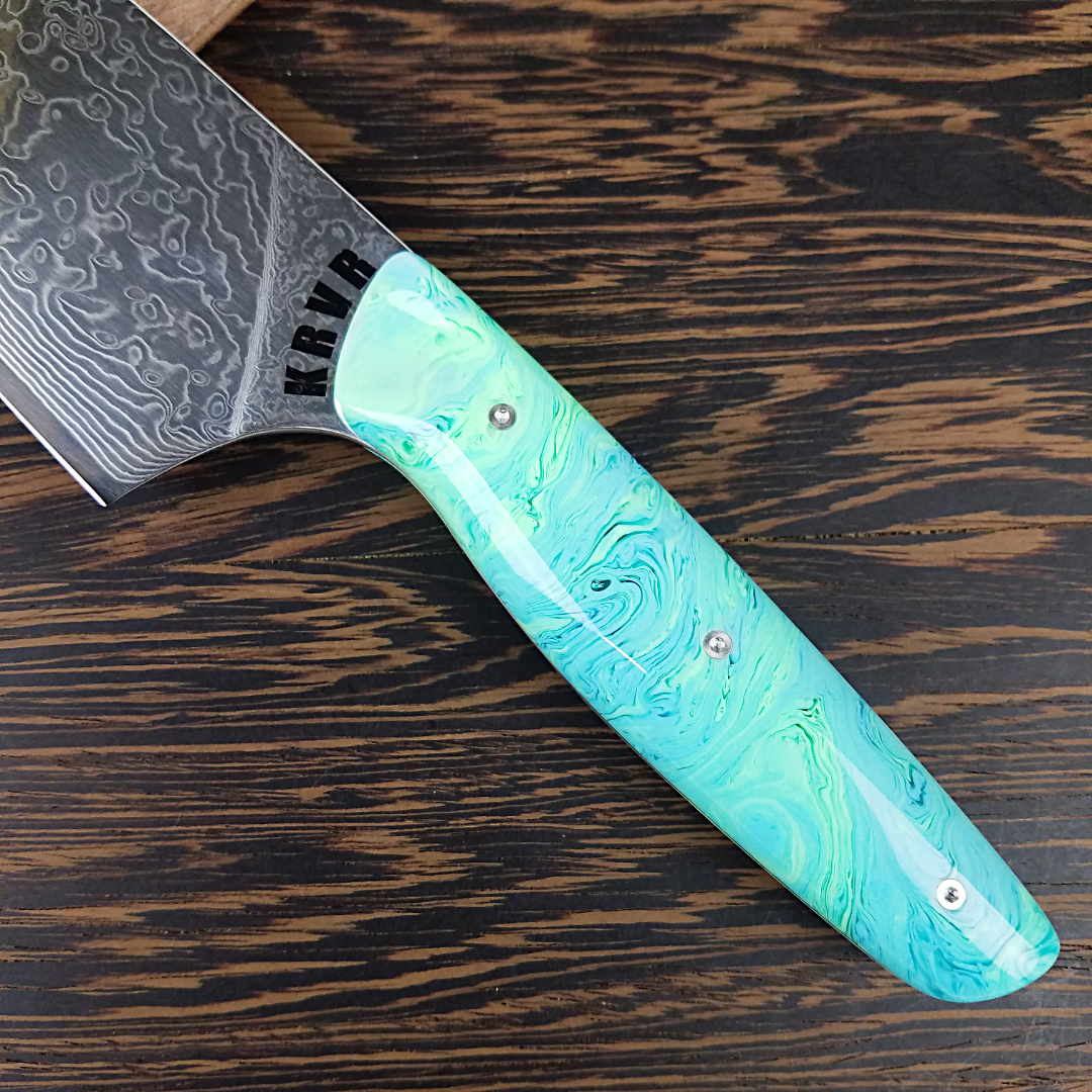 Neptune&#39;s Dream - 10in (254mm) Damascus Gyuto - Raindrop - Smooth Handle