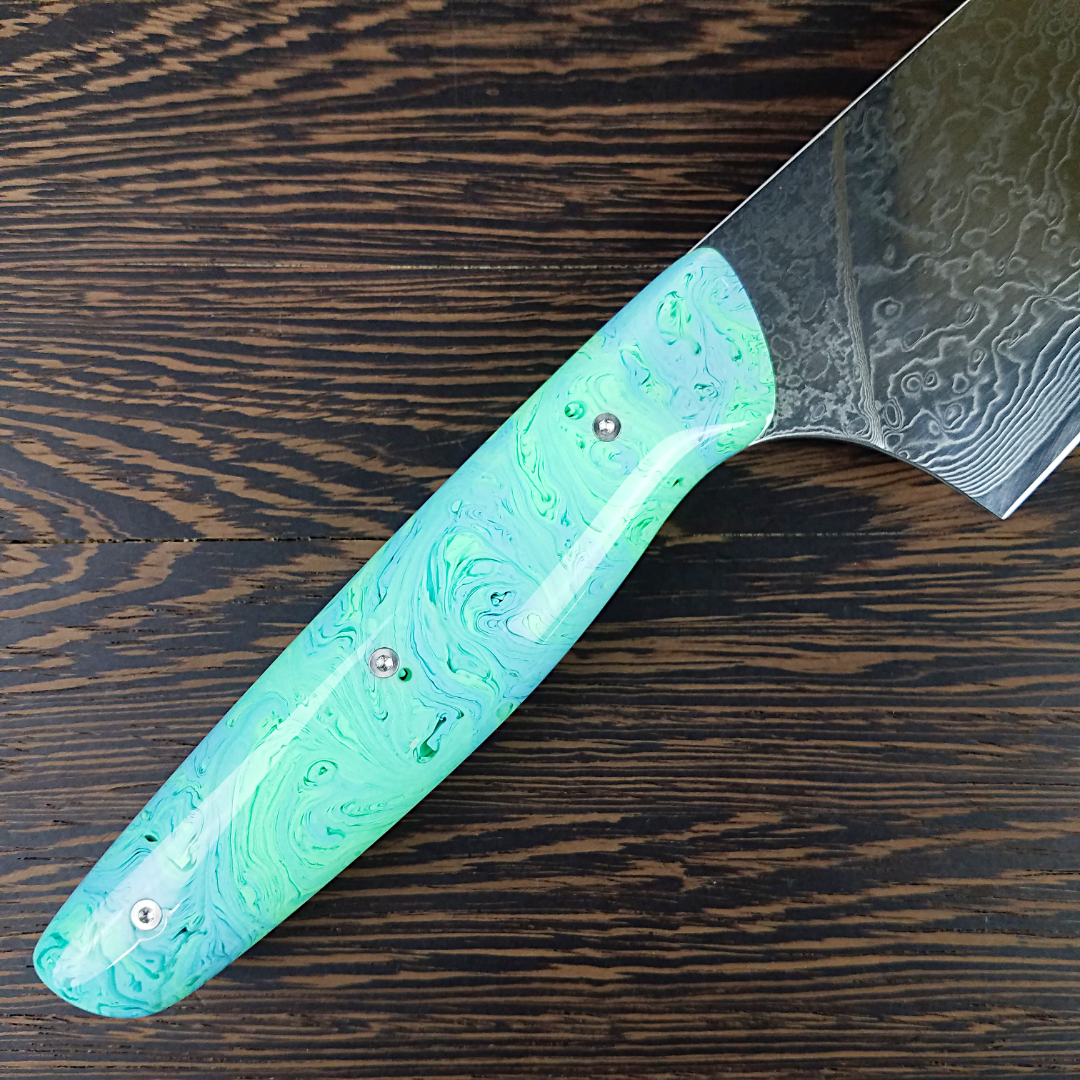 Neptune&#39;s Dream - 10in (254mm) Damascus Gyuto - Raindrop - Smooth Handle