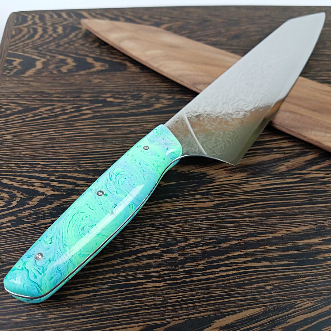 Neptune&#39;s Dream - 10in (254mm) Damascus Gyuto - Raindrop - Smooth Handle