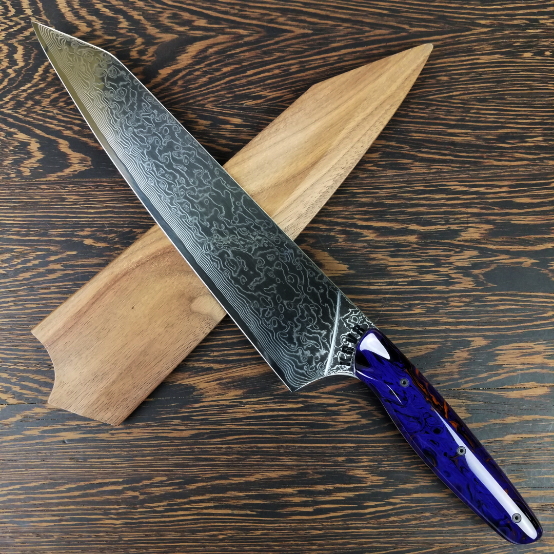 Ultra Violet - 10in (254mm) Damascus Gyuto - Raindrop - Smooth Handle