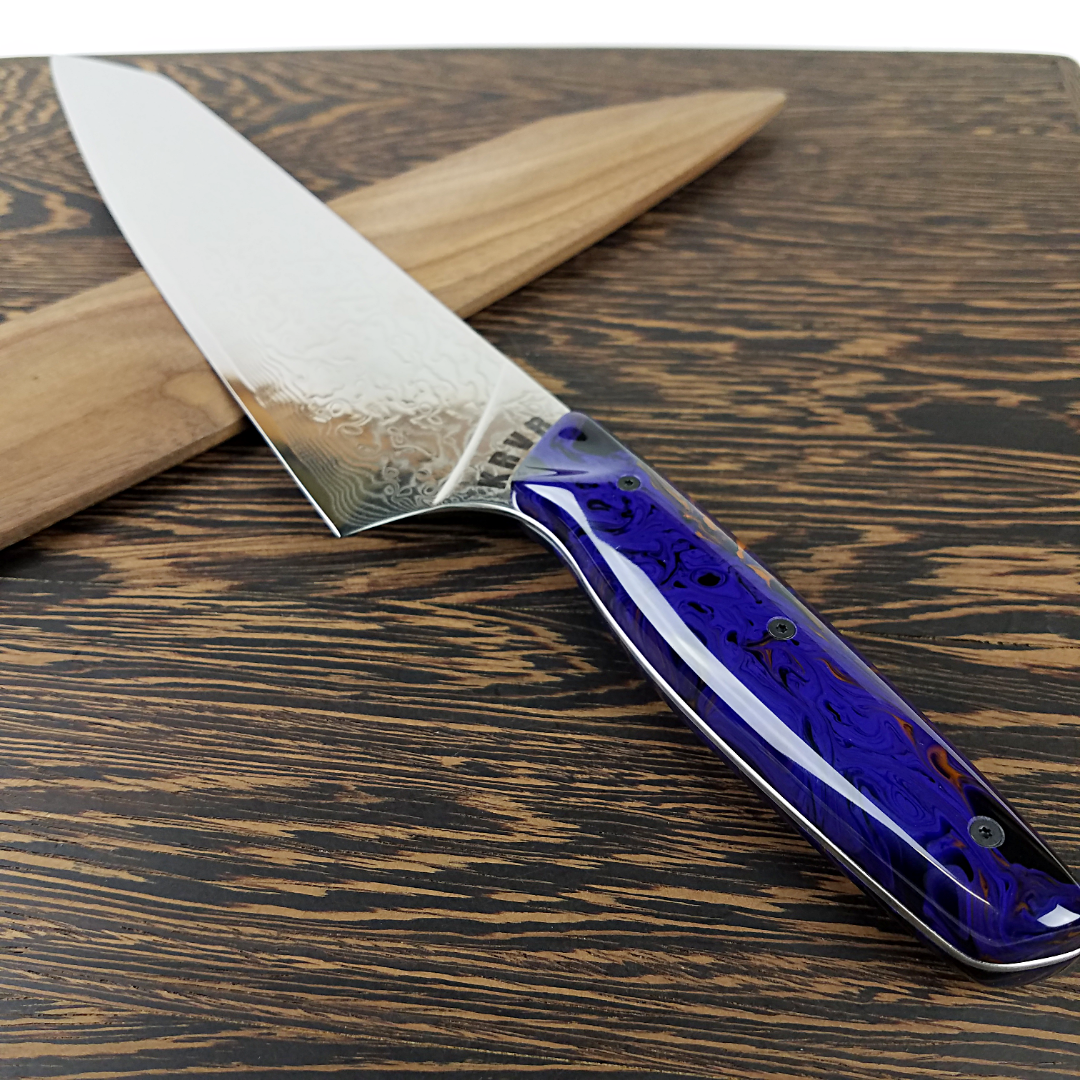 Ultra Violet - 10in (254mm) Damascus Gyuto - Raindrop - Smooth Handle