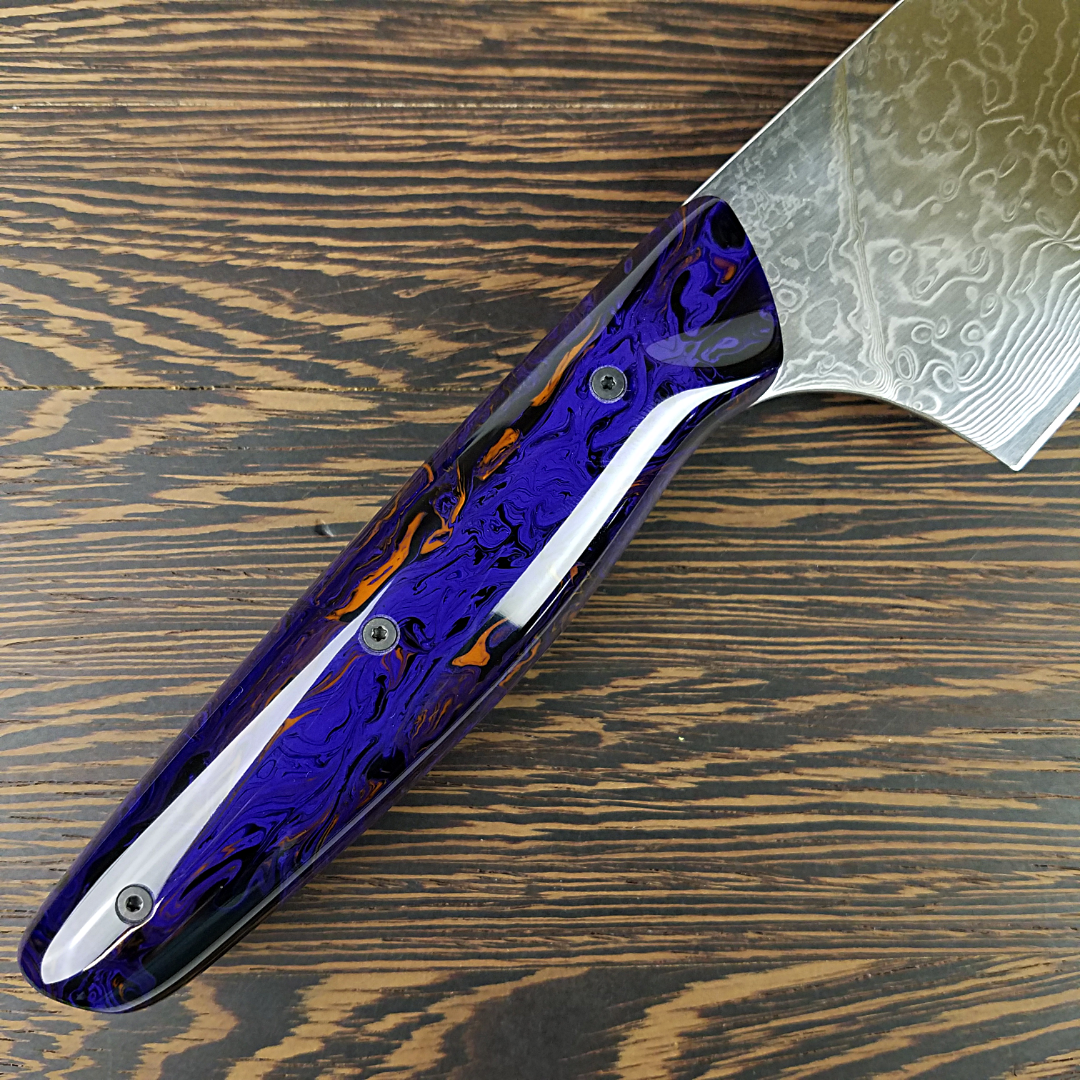 Ultra Violet - 10in (254mm) Damascus Gyuto - Raindrop - Smooth Handle