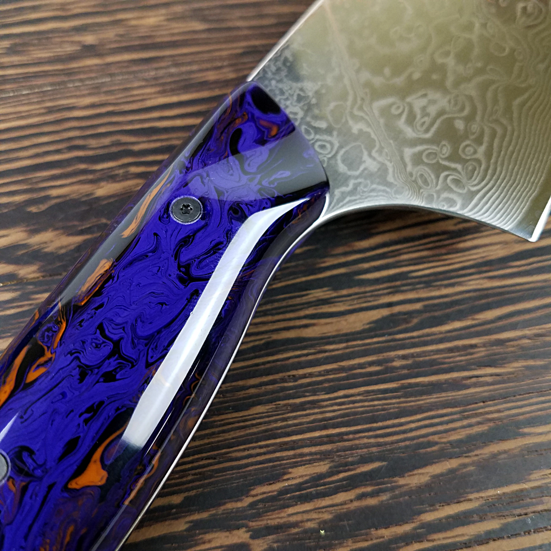 Ultra Violet - 10in (254mm) Damascus Gyuto - Raindrop - Smooth Handle