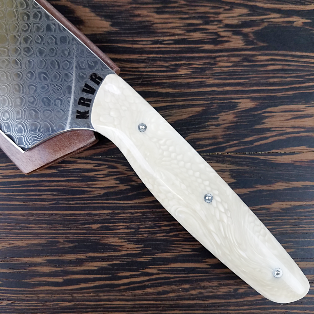 White Dragon - 10in (254mm) Damascus Gyuto - Dragonscale - Smooth Handle