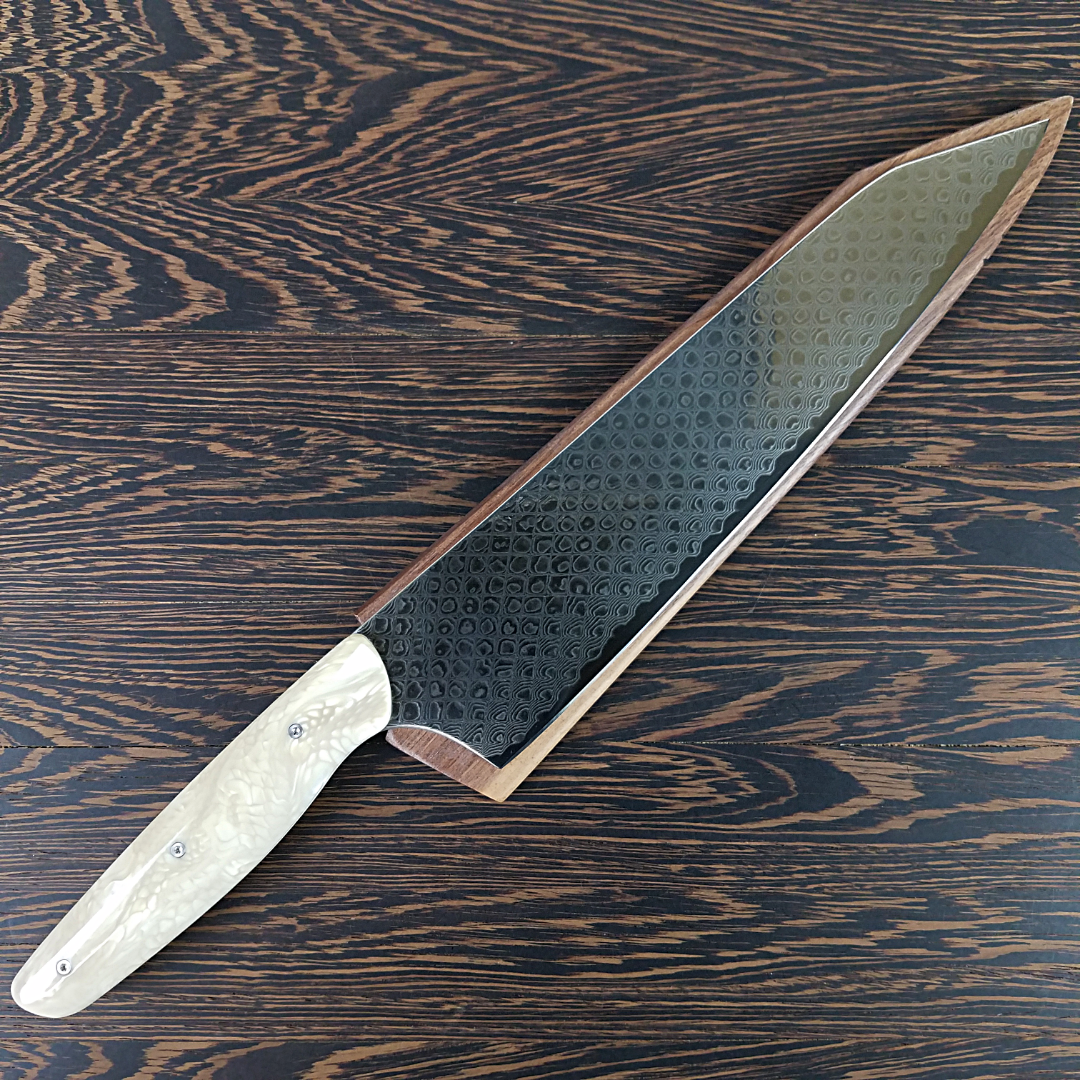 White Dragon - 10in (254mm) Damascus Gyuto - Dragonscale - Smooth Handle