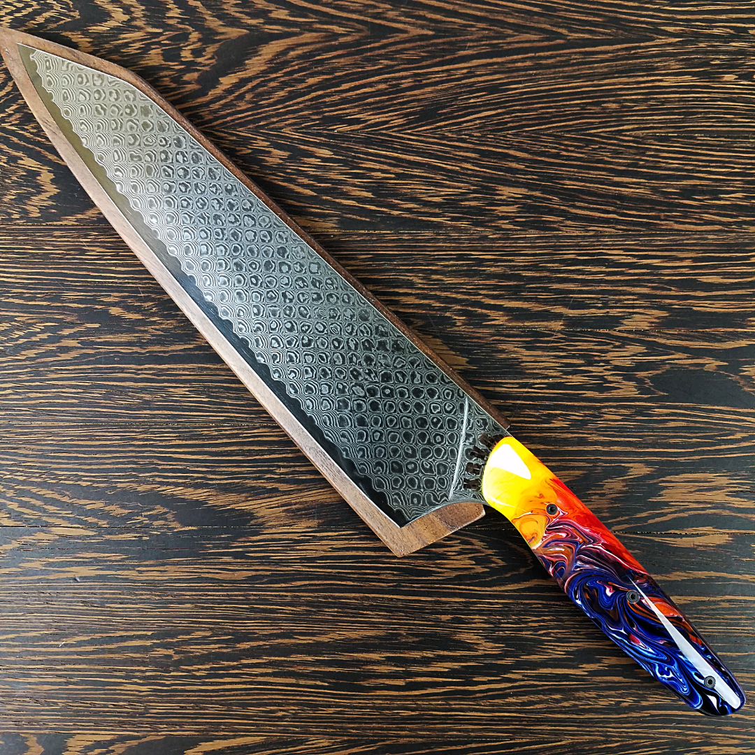 Firestorm - 10in (254mm) Damascus Gyuto - Dragonscale - Smooth Handle