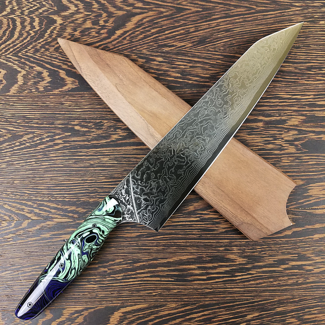 Andromeda - 10in (254mm) Damascus Gyuto - Raindrop - Smooth Handle