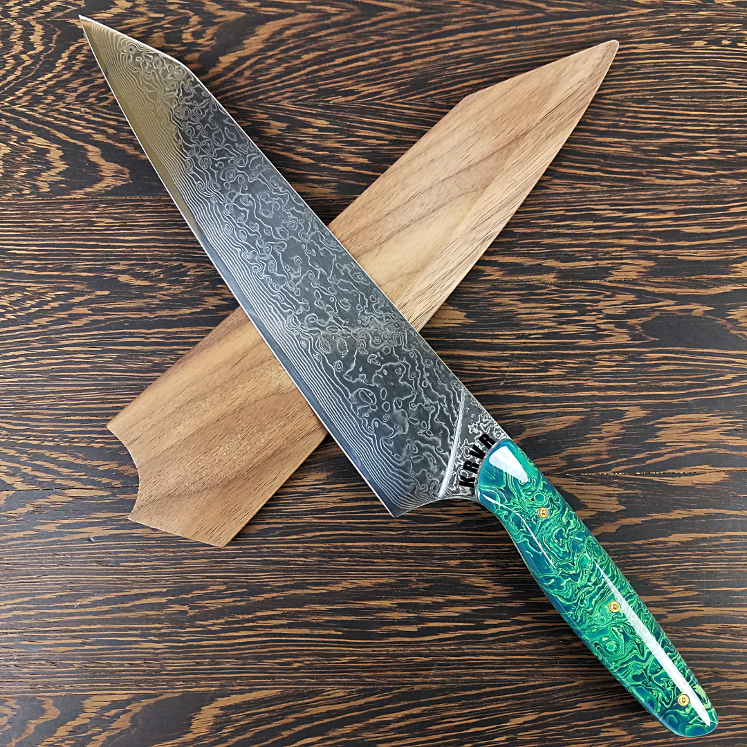 Wakame - 10in (254mm) Damascus Gyuto - Raindrop - Smooth Handle