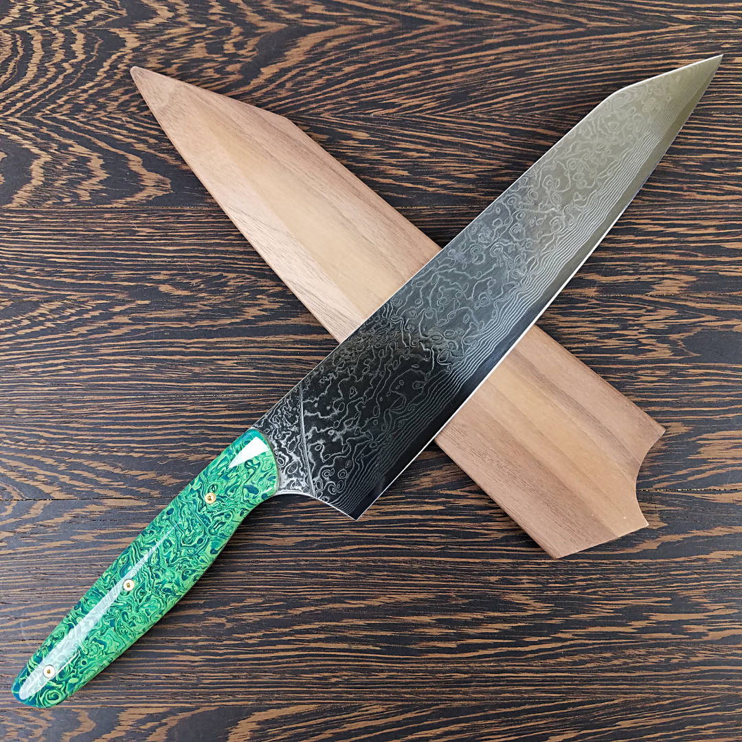 Wakame - 10in (254mm) Damascus Gyuto - Raindrop - Smooth Handle