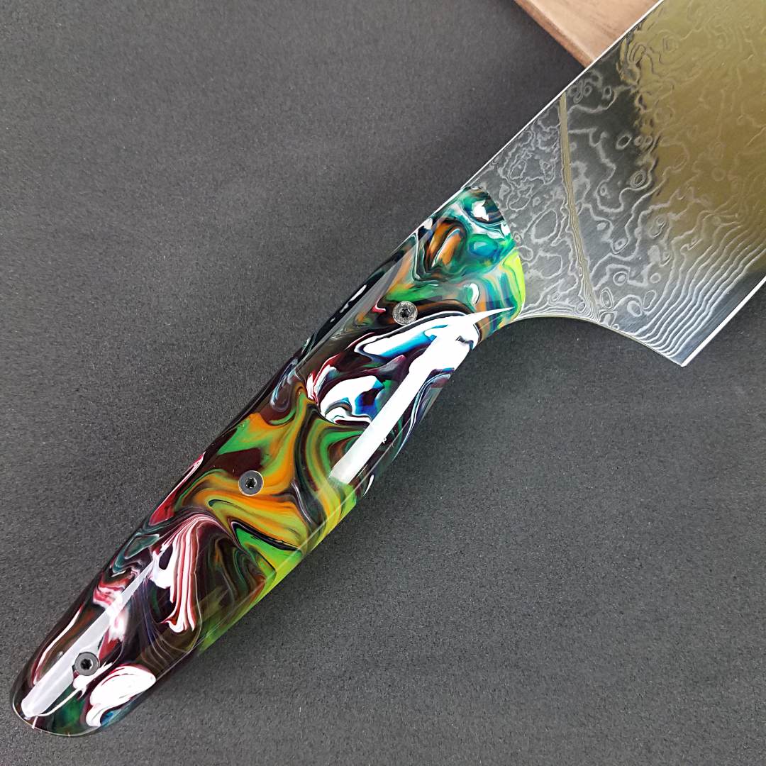 Dark Side of the Moon - 10in (254mm) Damascus Gyuto - Raindrop - Smooth Handle