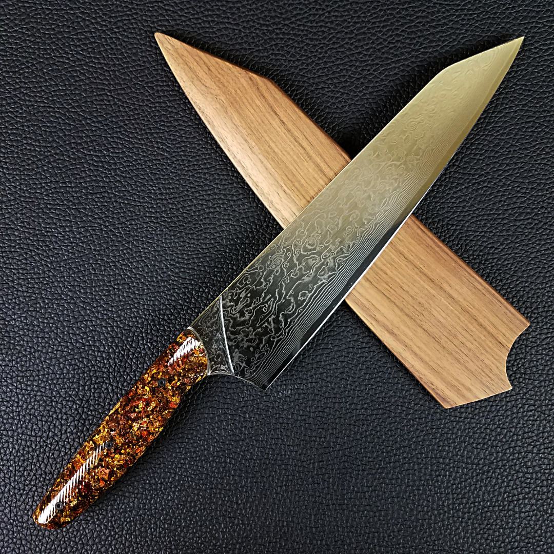 Pumpkin Spice - 10in (254mm) Damascus Gyuto - Raindrop - Wavy Handle