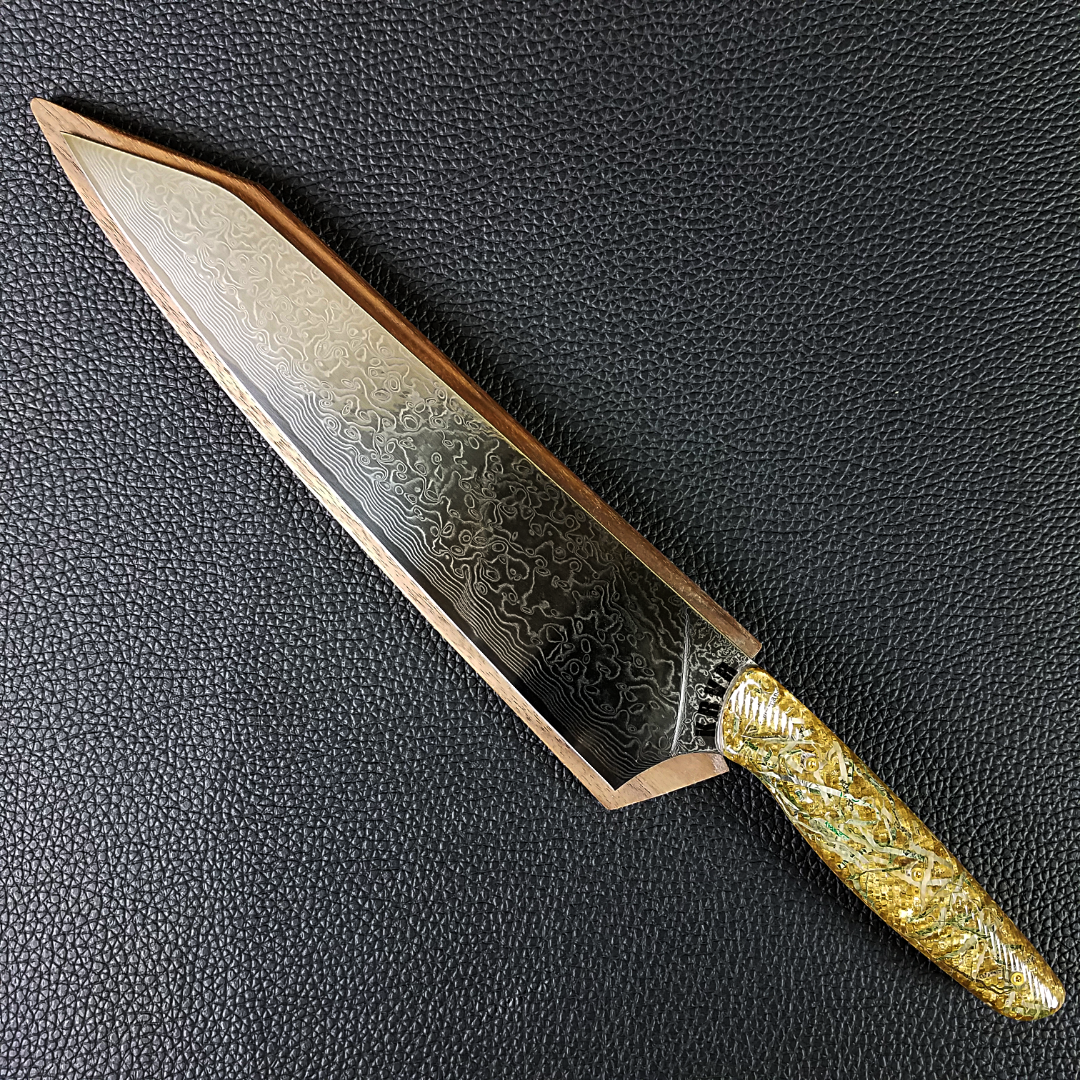 Fort Knox - 10in (254mm) Damascus Gyuto - Raindrop - Wavy Handle