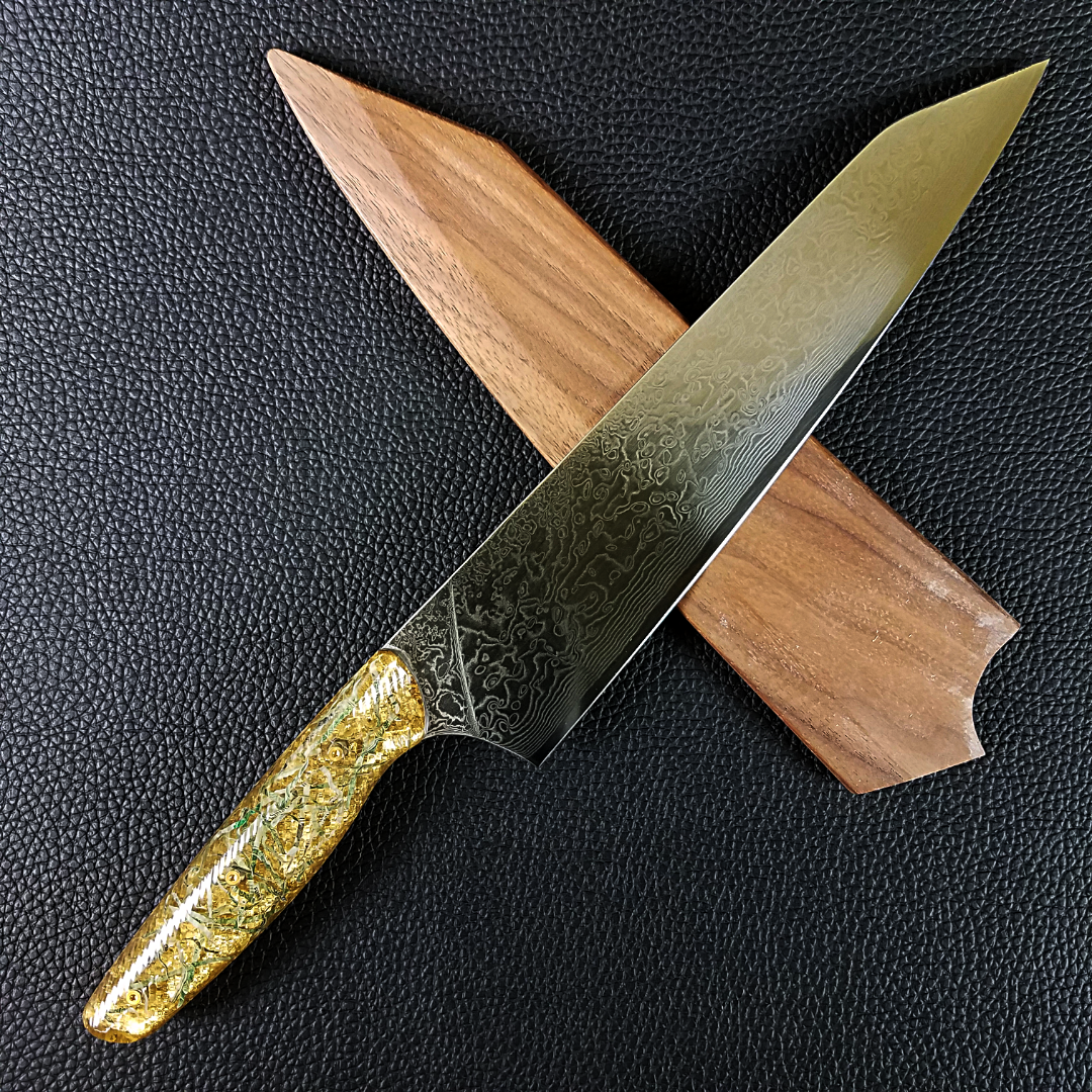 Fort Knox - 10in (254mm) Damascus Gyuto - Raindrop - Wavy Handle