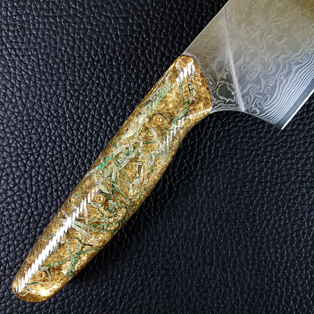 Fort Knox - 10in (254mm) Damascus Gyuto - Raindrop - Wavy Handle