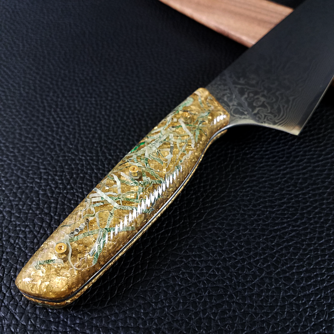 Fort Knox - 10in (254mm) Damascus Gyuto - Raindrop - Wavy Handle