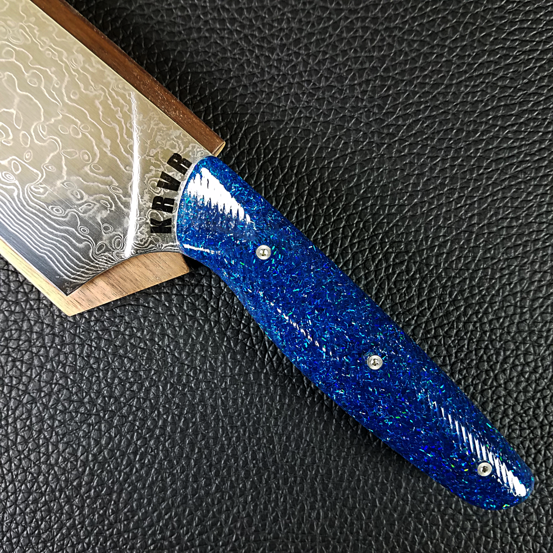 Blue Yonder - 10in (254mm) Damascus Gyuto - Raindrop - Wavy Handle