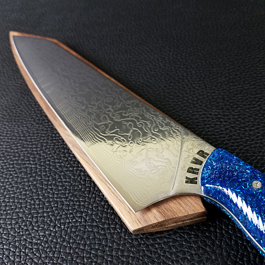 Blue Yonder - 10in (254mm) Damascus Gyuto - Raindrop - Wavy Handle