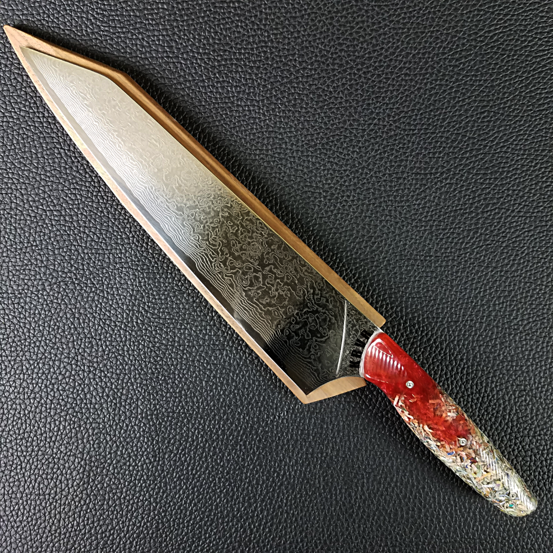 Blood Euro - 10in (254mm) Damascus Gyuto - Raindrop - Wavy Handle