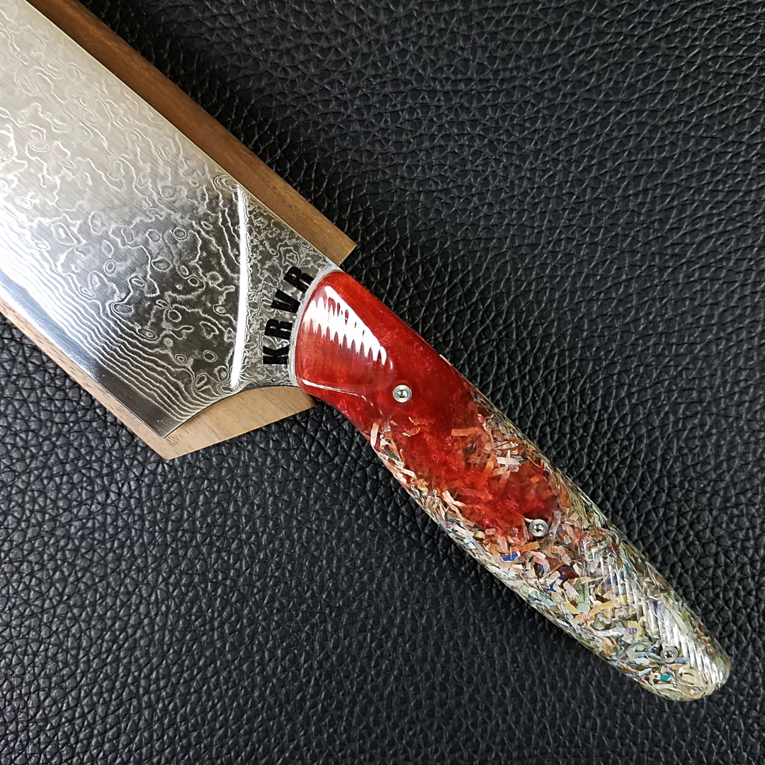 Blood Euro - 10in (254mm) Damascus Gyuto - Raindrop - Wavy Handle