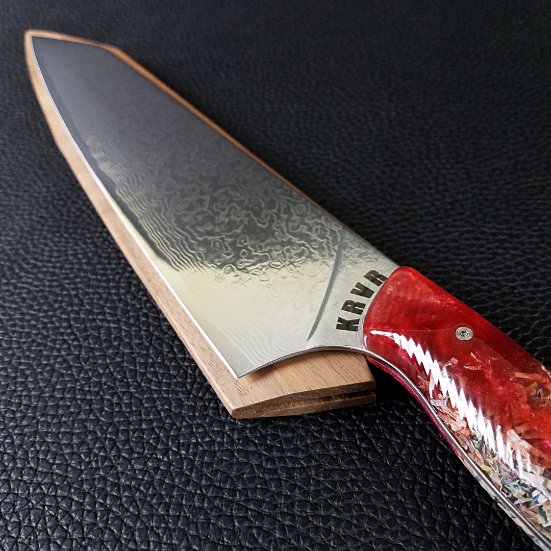 Blood Euro - 10in (254mm) Damascus Gyuto - Raindrop - Wavy Handle