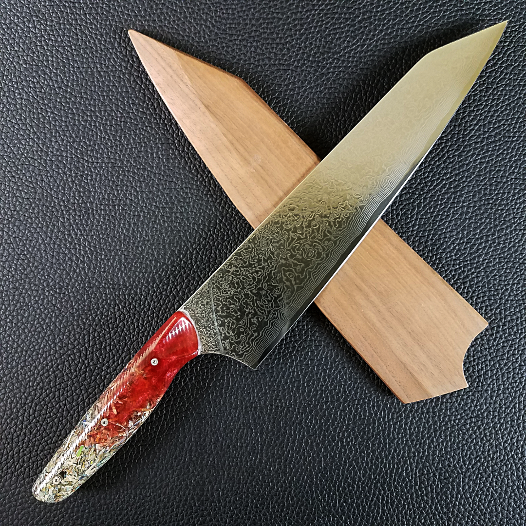 Blood Euro - 10in (254mm) Damascus Gyuto - Raindrop - Wavy Handle