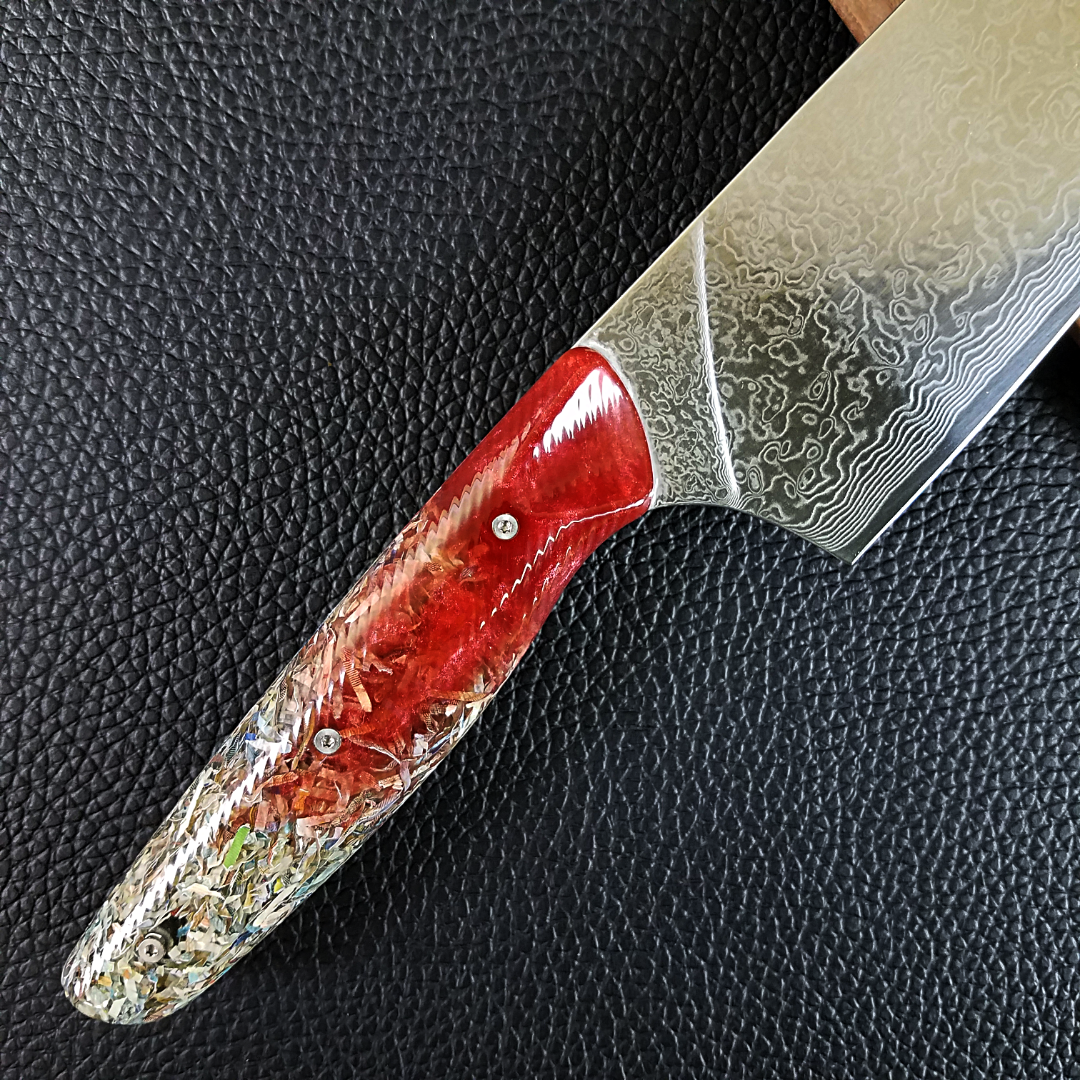 Blood Euro - 10in (254mm) Damascus Gyuto - Raindrop - Wavy Handle