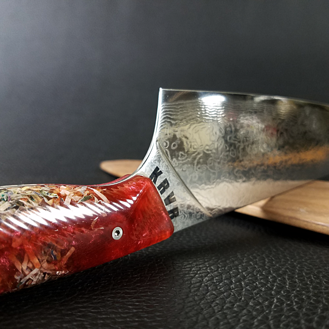 Blood Euro - 10in (254mm) Damascus Gyuto - Raindrop - Wavy Handle