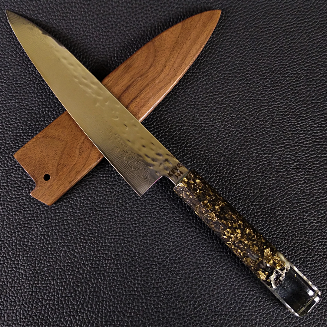 Dead Man&#39;s Chest - 210mm (8.25in) Damascus Gyuto Chef Knife - Hammered