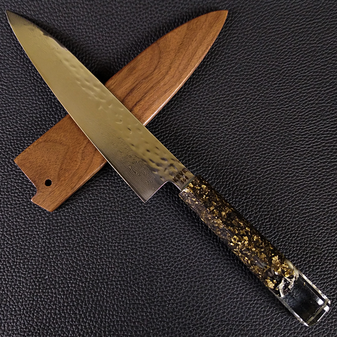 Dead Man's Chest - 210mm (8.25in) Damascus Gyuto Chef Knife - Hammered