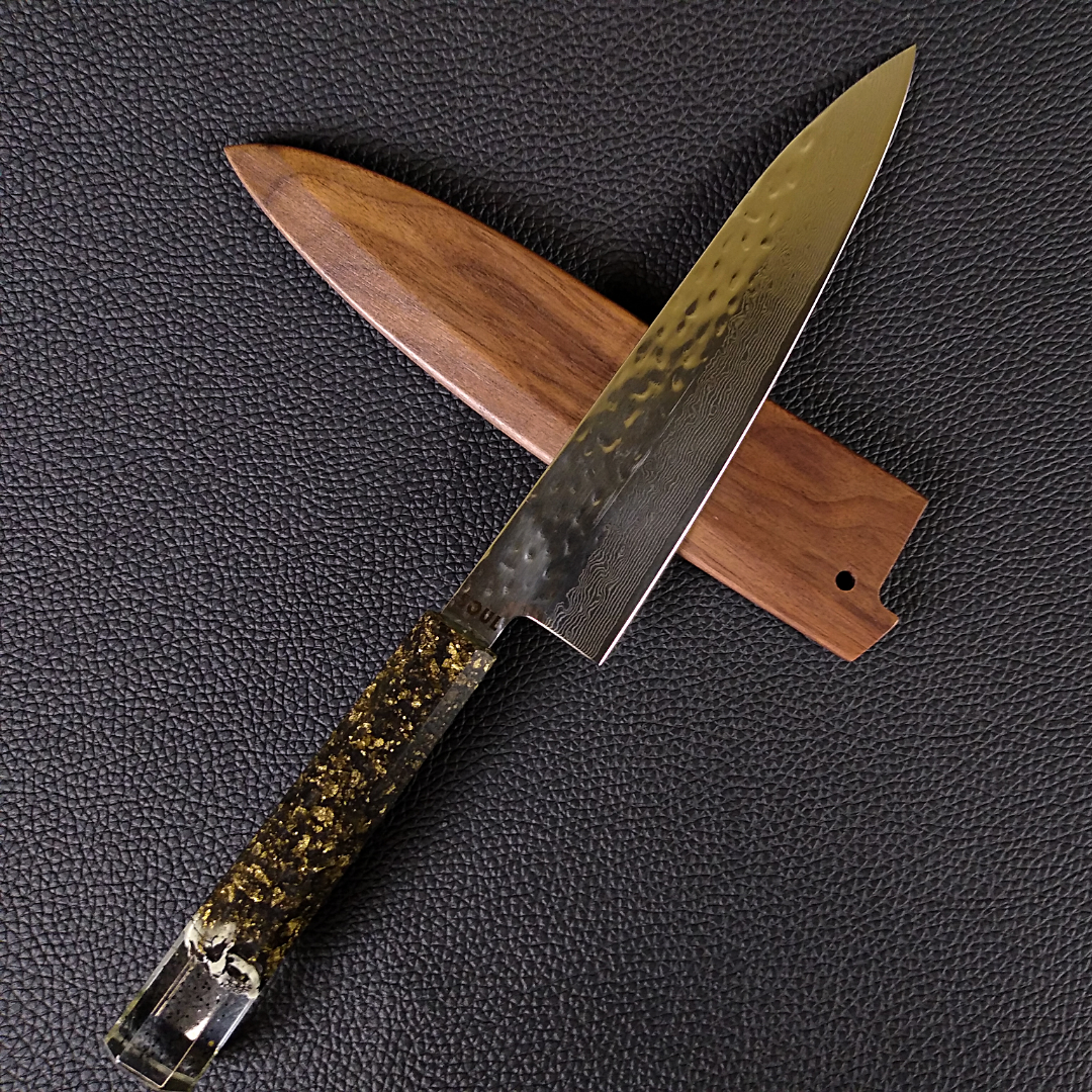 Dead Man&#39;s Chest - 210mm (8.25in) Damascus Gyuto Chef Knife - Hammered