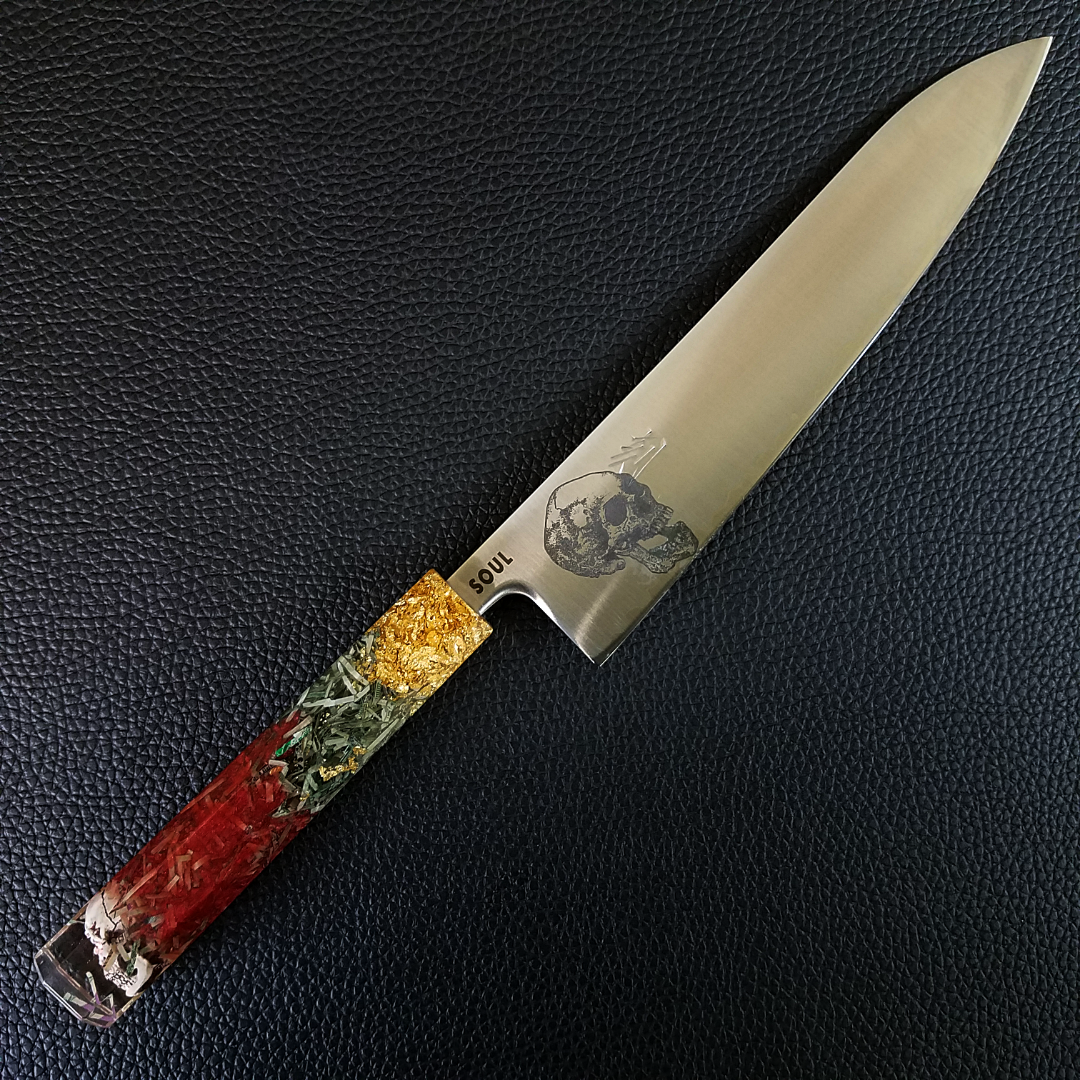 Beefcake - 210mm San Mai Gyuto knife with Aogami Super Carbon Steel Core