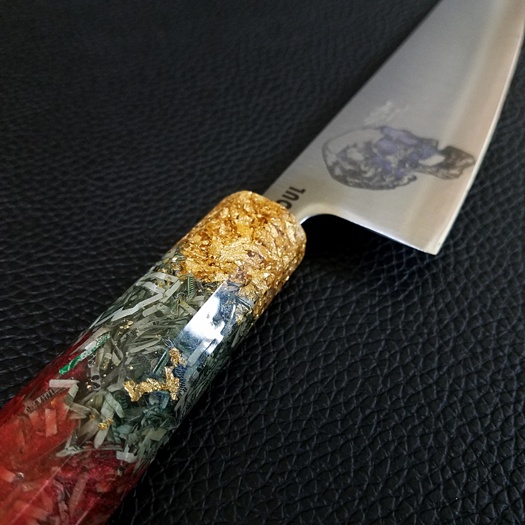 Beefcake - 210mm San Mai Gyuto knife with Aogami Super Carbon Steel Core