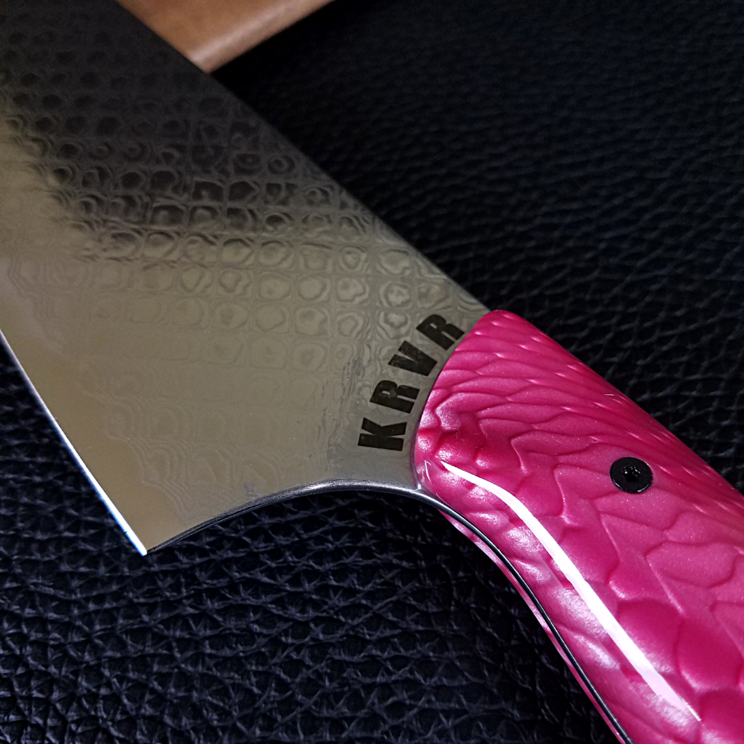 Pink Dragon - 10in (254mm) Damascus Gyuto - Dragonscale - Smooth Handle