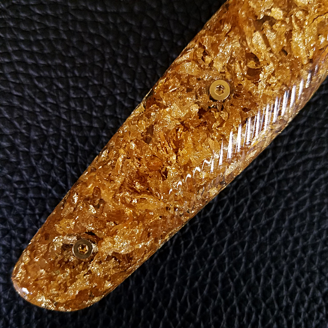 Goldfinger - 10in (254mm) Damascus Gyuto - Raindrop - Wavy Handle