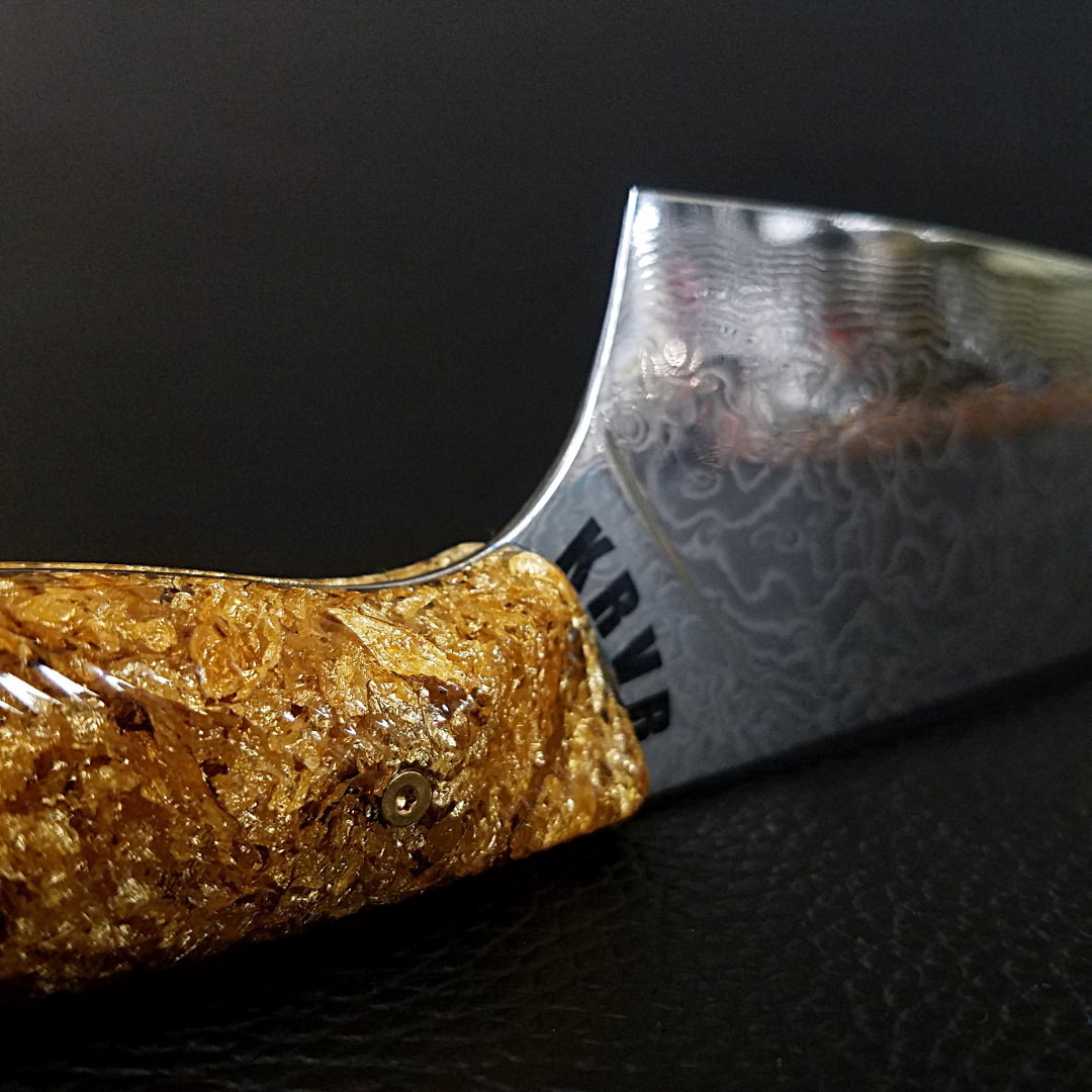 Goldfinger - 10in (254mm) Damascus Gyuto - Raindrop - Wavy Handle