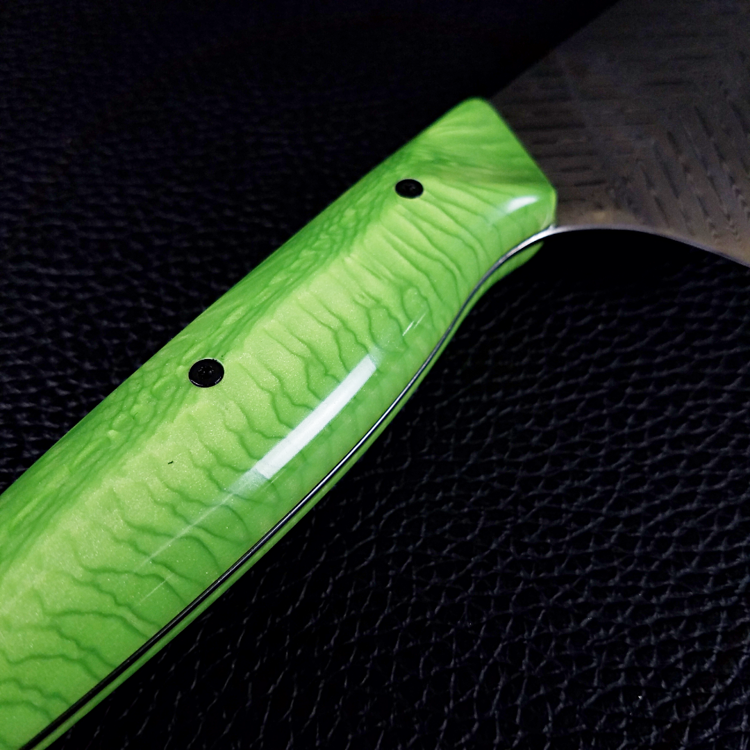 Green Mamba - Gyuto K-tip 10in Chef&#39;s Knife - Herringbone Damascus